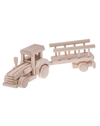 Drewniany tarktor z wozem drewniany pojazd, OSOBY - Prezent dla dziecka