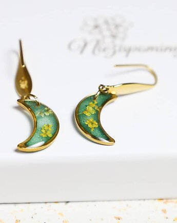 Kolczyki księżycowe z Kwiatami Dzikiej Marchwi  "Veronese", Lovely Jewellery