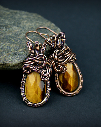 Kolczyki z tygrysim okiem, Blue Pearl Art