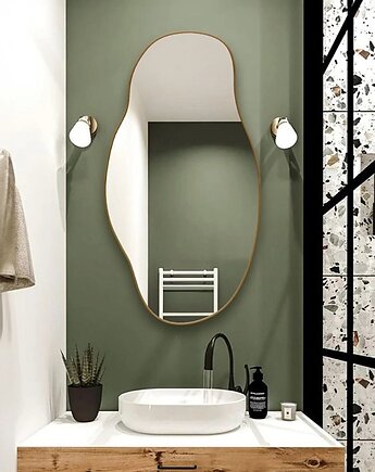 Asymetryczne Lustro ścienne 40x75 cm w gold/złota ramie, Nilla Home