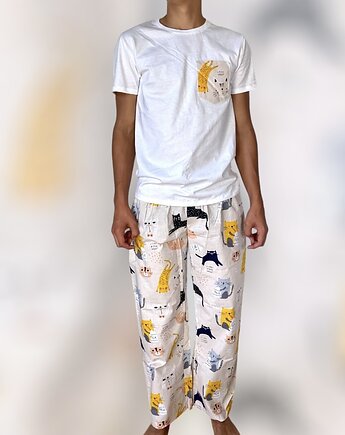 Piżama Unisex bawełniana w koty, OSOBY - Prezent dla Dziewczyny