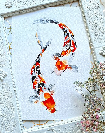 Akwarela ryby koi, Wiktoria Borys Art