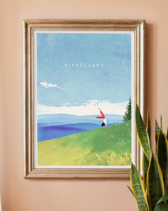 Bieszczady - w górach z pozytywną energią - plakat fine art, minimalmill