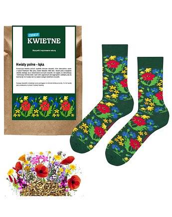 Kolorowe skarpetki łąka, bawełniane, długie, damskie, męskie, ZOOKSY