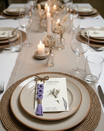 Podziękowania dla gości weselnych boho, breoloczek makrama, Zaplątana W Sznurki