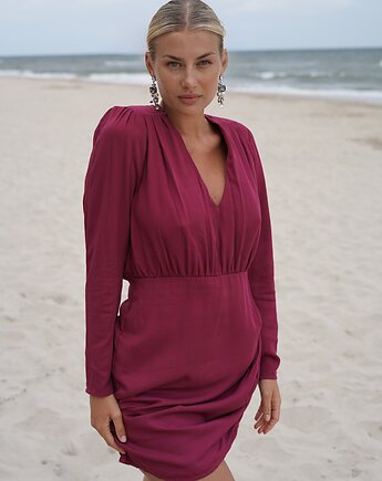 CS PREMIUM - Rubinowa elegancka sukienka Dalia, CS