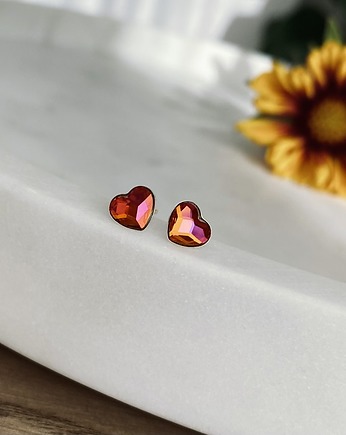Kolczyki - kryształy Swarovski -Serduszka z pomarańczy, Marisella