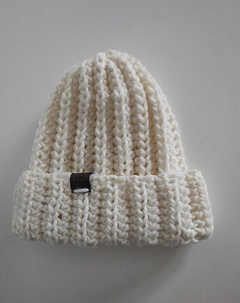 Czapka wełniana w kolorze ecru