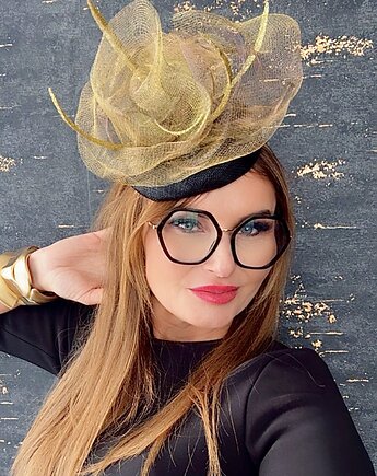 Fascynator toczek ROSE  CZARNY ZŁOTY / inne kolory, MONIKA SAXTON LUXURIOUS MILLINERY