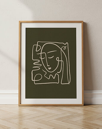 "One Line Portrait" plakat abstrakcyjny, holi craft