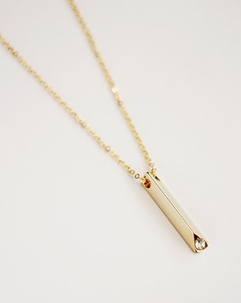 Gold Plated Vertical Rhinestone Bar Necklace, Le Boho Bleu