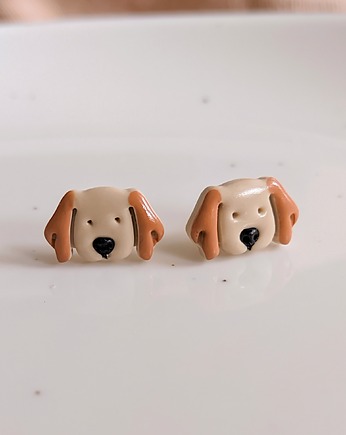 Kolczyki biżuteria beżowy piesek, beżowe pieski, beagle cocker spaniel, Dary Rusałki
