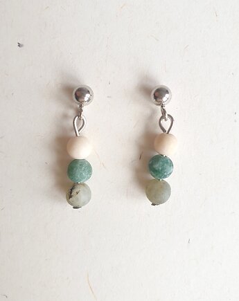 Kolczyki DROPSY MINI labradoryt, jaspis obrazkowy, kamień rzeczny, modesign