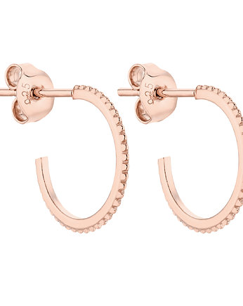Zdobione kolczyki półkola z różowego złota, SOTHO