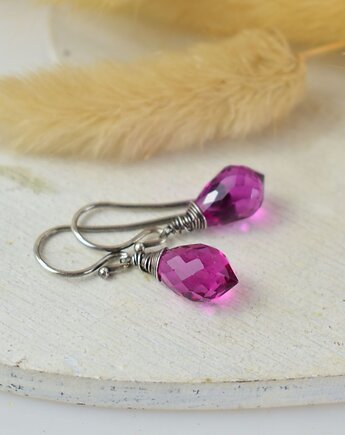 Kwarc fuksjowy - srebrne kolczyki, Sunflower Kornelia Kubinowska