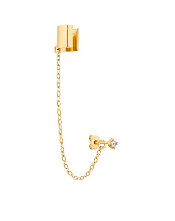 Złota nausznica z łańcuszkiem i kryształkiem SWAROVSKI CRYSTAL, SOTHO