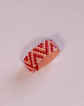 Pierścionek ze szklanych koralików, Flow handmade
