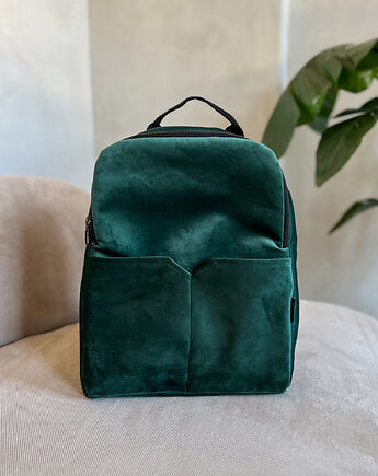 Plecak welurowy simply zieleń, sacky bag