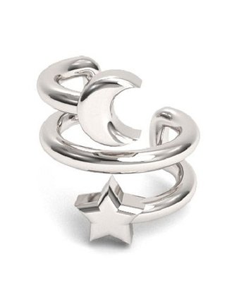 Nausznica MOON & STAR -srebro,złoto,róż, ISSI Jewelry