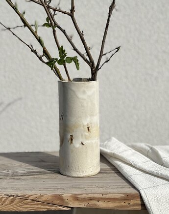 Ceramiczny Wąski Mały Wazon Biały Earth Tones, Maison Fragile