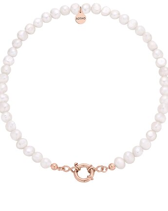 Naszyjnik z pereł naturalnych z ozdobnym zapięciem z różowego złota, SOTHO