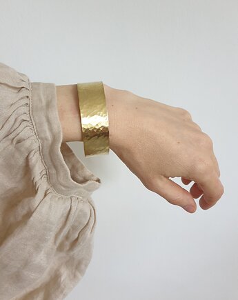 Bransoletka ZEN średnia 2 cm, mosiądz młotkowany, modesign