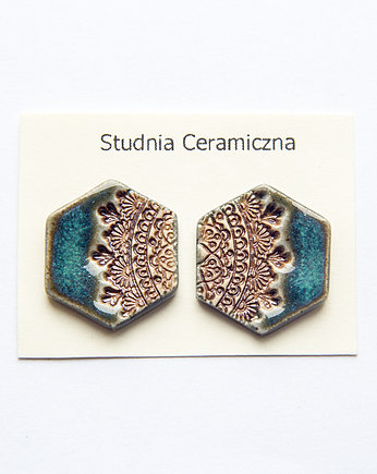 Kolczyki ceramiczne heksagony, studnia ceramiczna