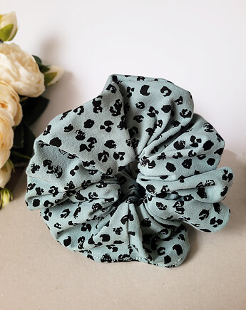 Gumka Maxi Scrunchie Panterka przygaszony niebieski, Seylla pracownia