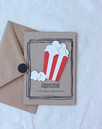 Popcorn. Zaproszenia urodzinowe w hollywoodzkim stylu, papierkarnia