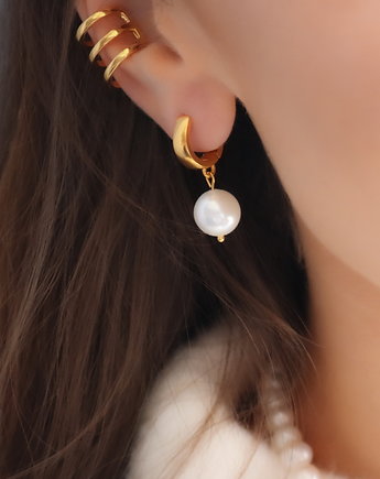 Kolczyki kreolki z perłami srebro 925 pozłacane, Coccola JEWELLERY