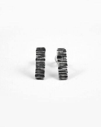 BARK Srebro - kolczyki oksydowane sztyfty paski, RA