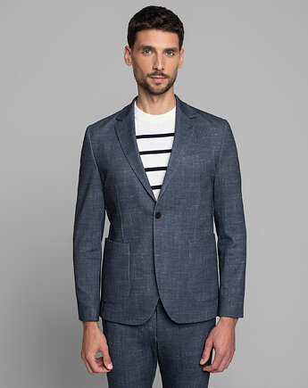 Marynarka do zestawu lumarzo granatowy slim fit, BORGIO