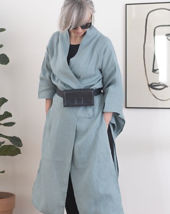Lniane kimono long 100% LEN, dudo pracownia 
