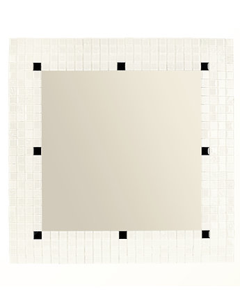 Lustro białe kwadrat, lustro ścienne biała rama mozaika szklana, do łazienki, OKAZJE - Prezent na Ślub