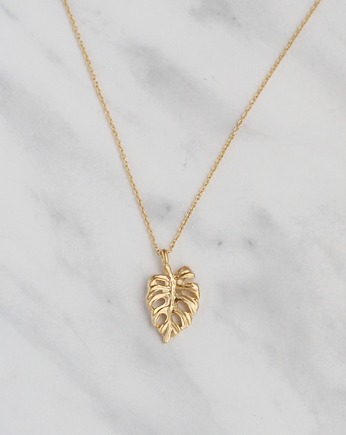 Gold Plated Monstera Necklace, Le Boho Bleu