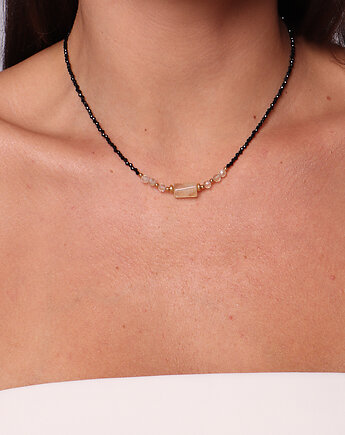 Naszyjnik z kamieni naturalnych czarny turmalin cytryn, Bring Biżuteria