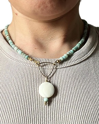 Naszyjnik z amazonitów i masy perłowej, Gleeme Jewellery