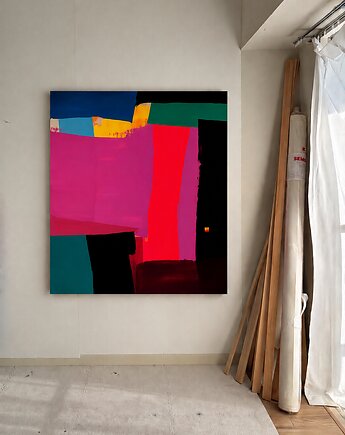 Duży obraz ręcznie malowany akryl 120x120cm, art and texture