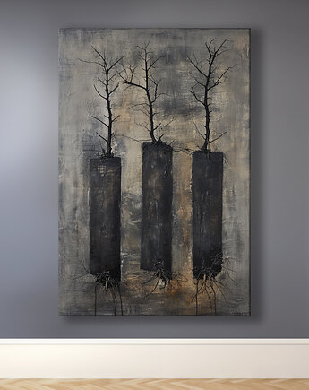 Monument - Obraz na płótnie - Druk Blejtrama, Brutalizm, Abstrakcja #46, Black Sapphire Art