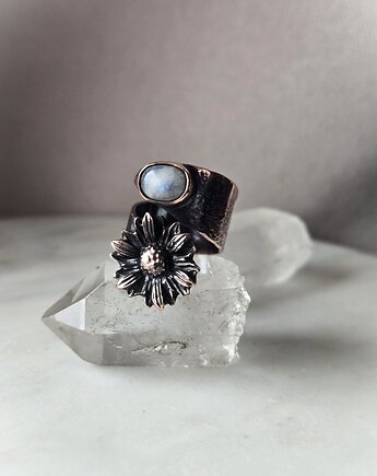 Pierścionek z kamieniem księżycowym regulowany, Dziki Królik