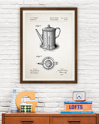 Dzbanek do kawy - patent - plakat 50x70 cm, minimalmill