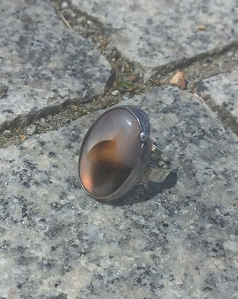 Onyks - pierścionek regulowany, po drugiej stronie lustra