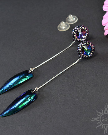 Yashil, długie kolczyki z kryształami Swarovski, Sol