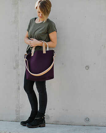 Marmollada - torebka filcowa śr OBERŻYNA + B do ręki, marmollada