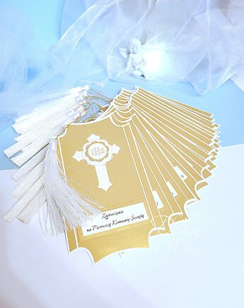 Kartka  komunia, kolekcja  liturgiczna z chwostami, personalizacja, Card Design World