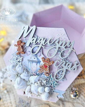 Pudełko heksagon na pierniki lub prezent świąteczny, papierololo