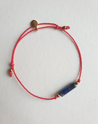 Bransoletka BOHO sznurkowa czerwona, sodalit, hematyt, modesign