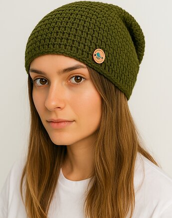 Czapka całoroczna przejściowa cienka bawełna s/m unisex khaki, splotomaniaa