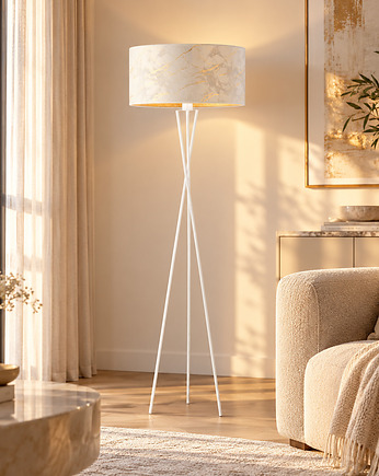 Elegancka lampa stojąca na 3 nogach z abażurem PARYŻ MARMUR, LYSNE