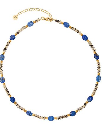 Naszyjnik Lapis Lazuli x Kamień Dalmatyński - Pozłacana stal szlachetna, Kulka Bransoletki